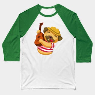 Pug Guitar Baseball T-Shirt